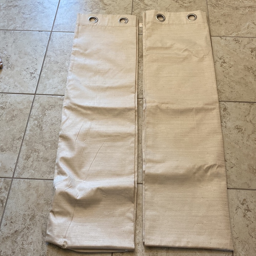 New Open Box Set of 2 Room Darkening Grommet Curtains - Tan 54x107.